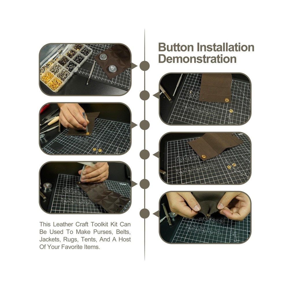 ESMING Leather Tooling Kit Craft Tools Leather Working Kit with Cutting Mats ...