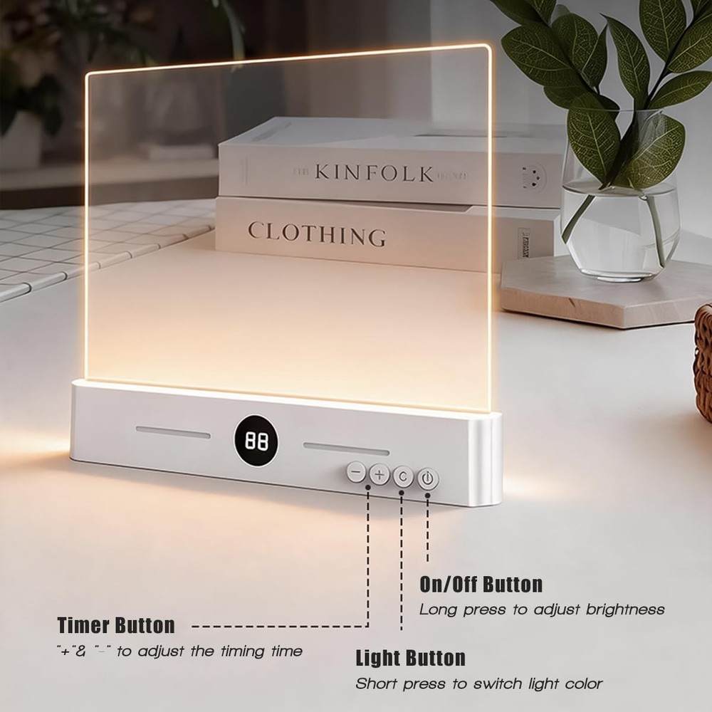 Flat Book Light With 3 Colors Timer Dimmable Full Page Reading Lamp