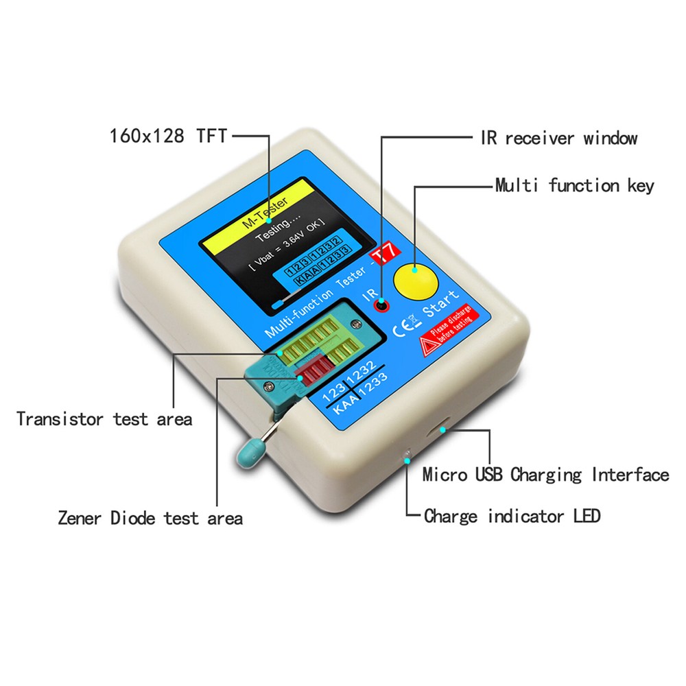 LCR-T7 Transistor Meter Capacitance Resistance Tester for Diode Triode Z7S9