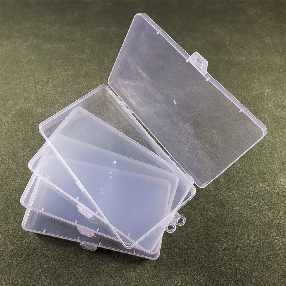 4 Pcs Clear Plastic Storage Box, Rectangular Containers Case with Lid, for Pills