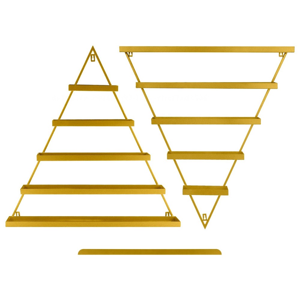 10 Pcs Set Triangular Nail Polish Racks Wall-mounted Cosmetics Display Rack Gold