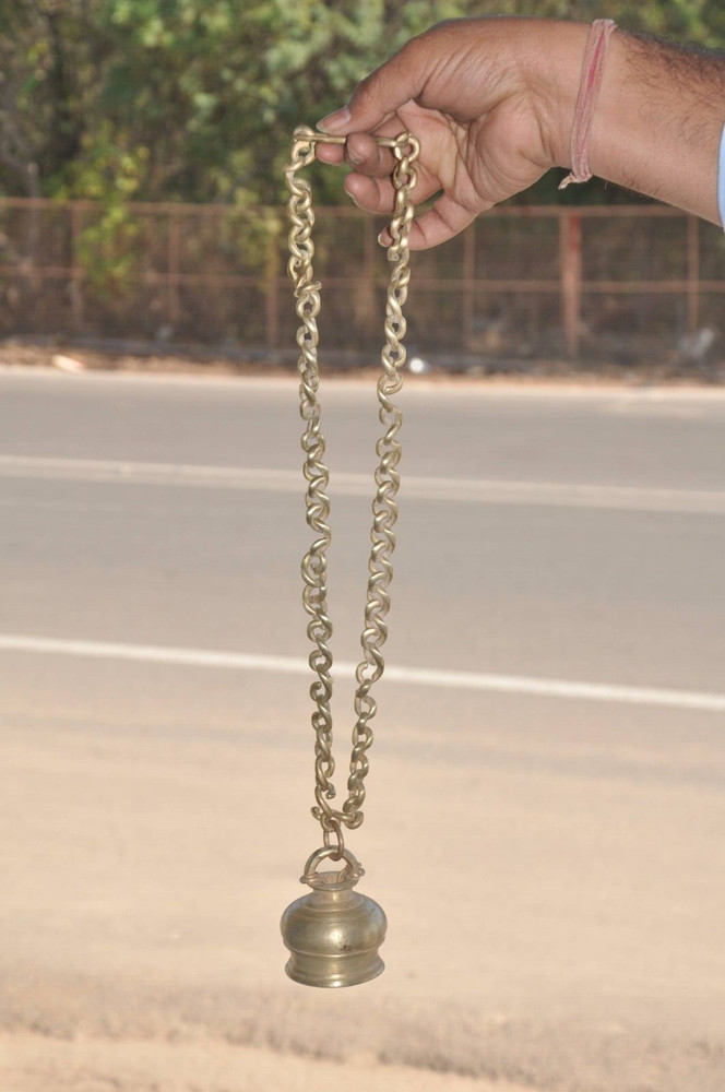 Vintage Hanging Handcrafted Solid Heavy Cow Bell With Chain