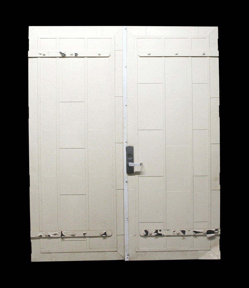 Painted White Fire Double Doors with Push Bar 89.75 x 72