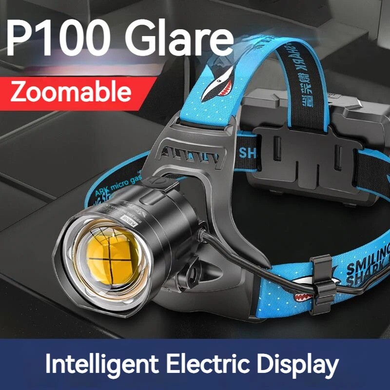 250000LM Headlight LED P100 Headlamp USB Rechargeable Zoomable Head Flashlight