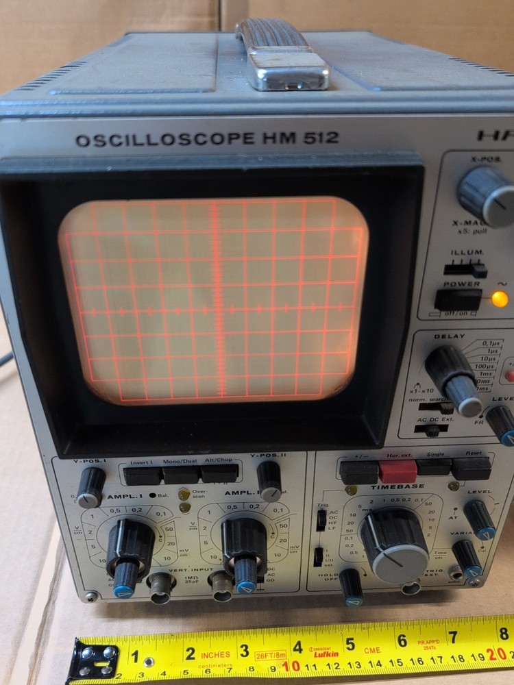 Vintage Oscilloscope, HAMEG, HM 512, Powers on - Not fully tested