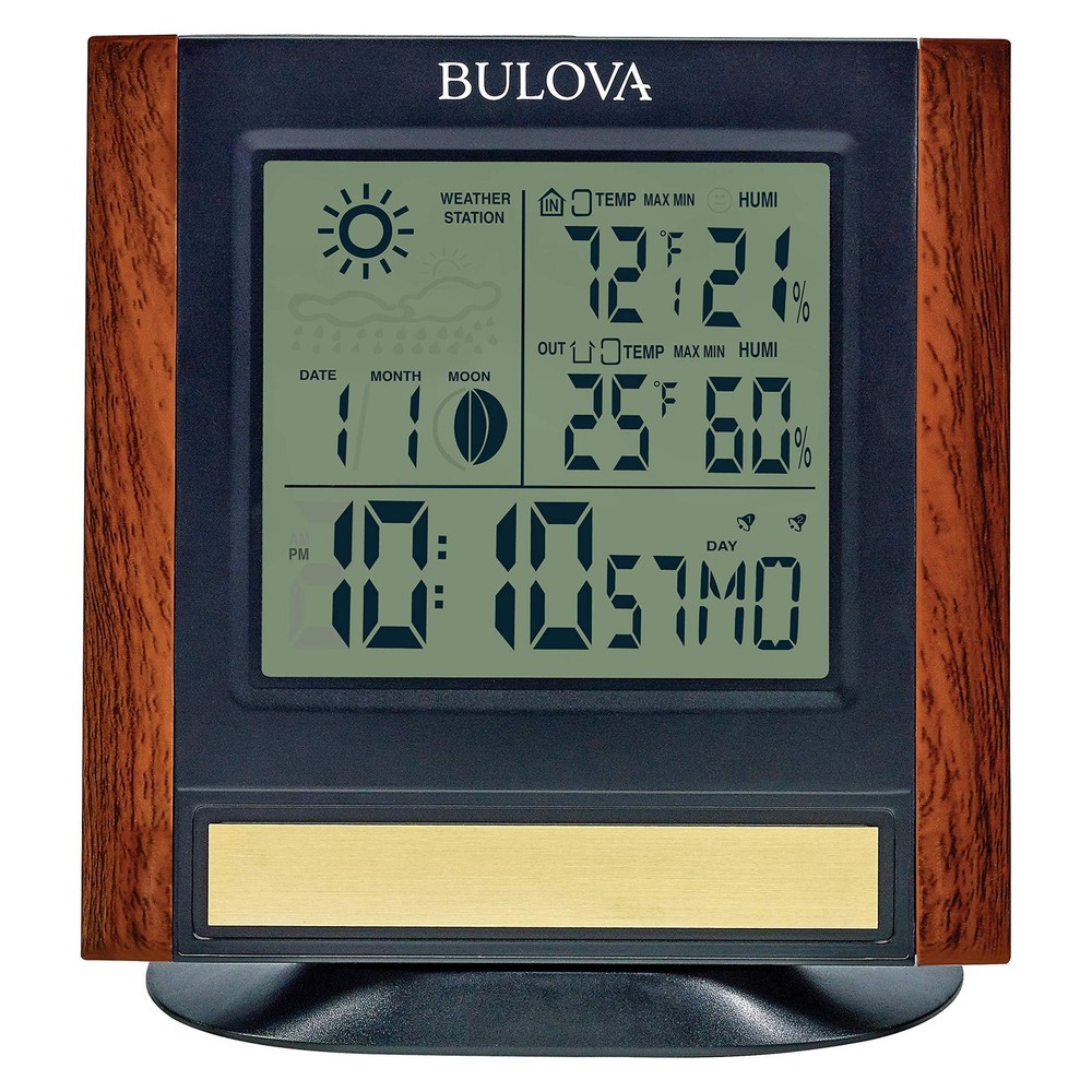 Bulova Forecaster Versatile Tabletop Clock, Brown & Black, B1708