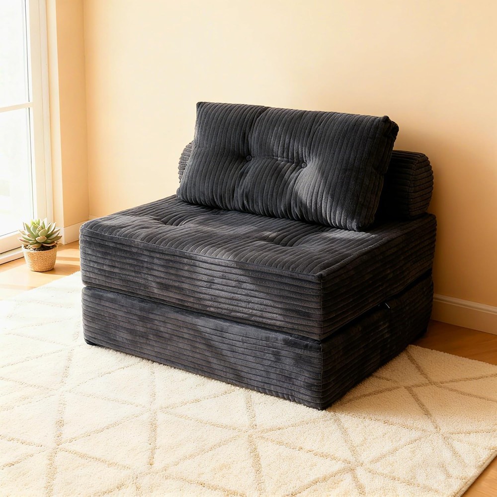 Folding Sofa Bed Single Size W/ Pillow Memory Foam Convertible Sleeper Chair