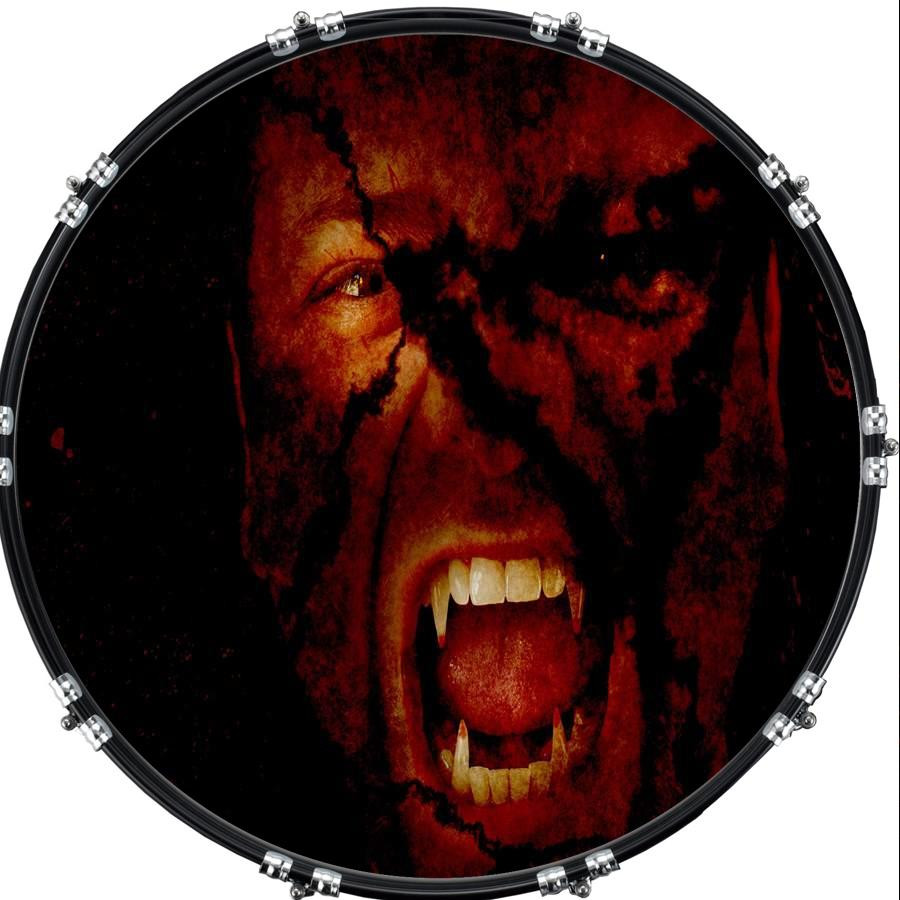 20" Custom Bass Kick Drum Front Head Graphic Graphical Vampire Effect