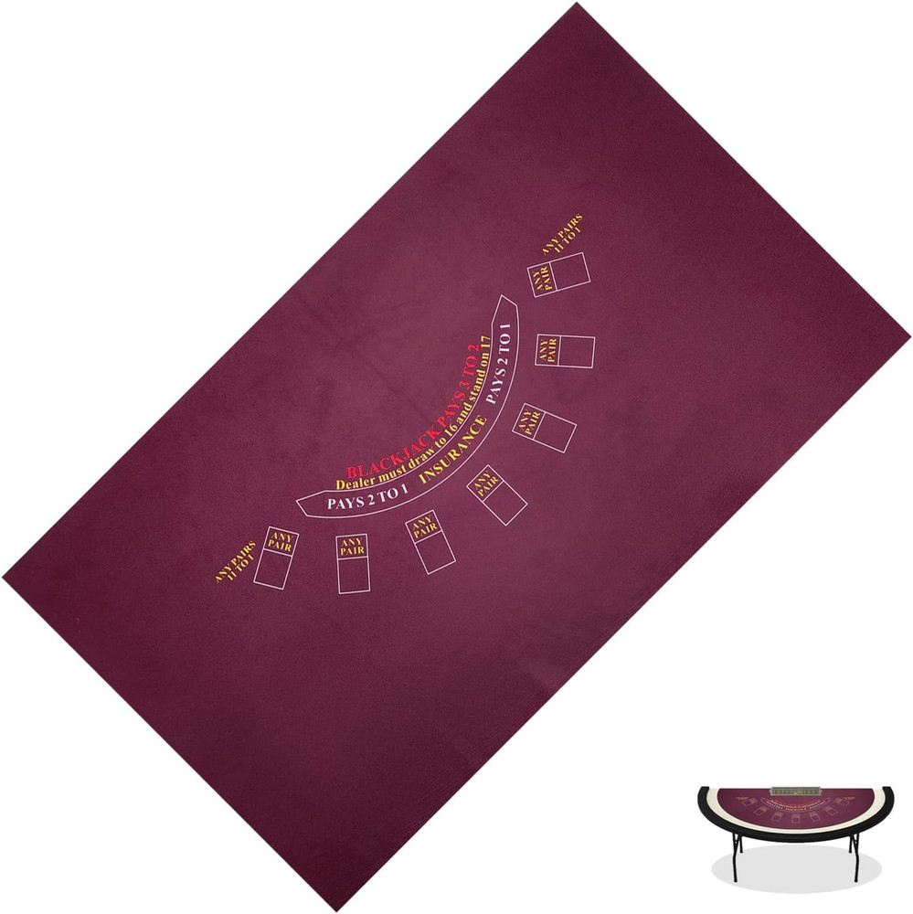 Rectangular 86'' X 50" Blackjack Tabletop Casino Felt Professional Grade Mat