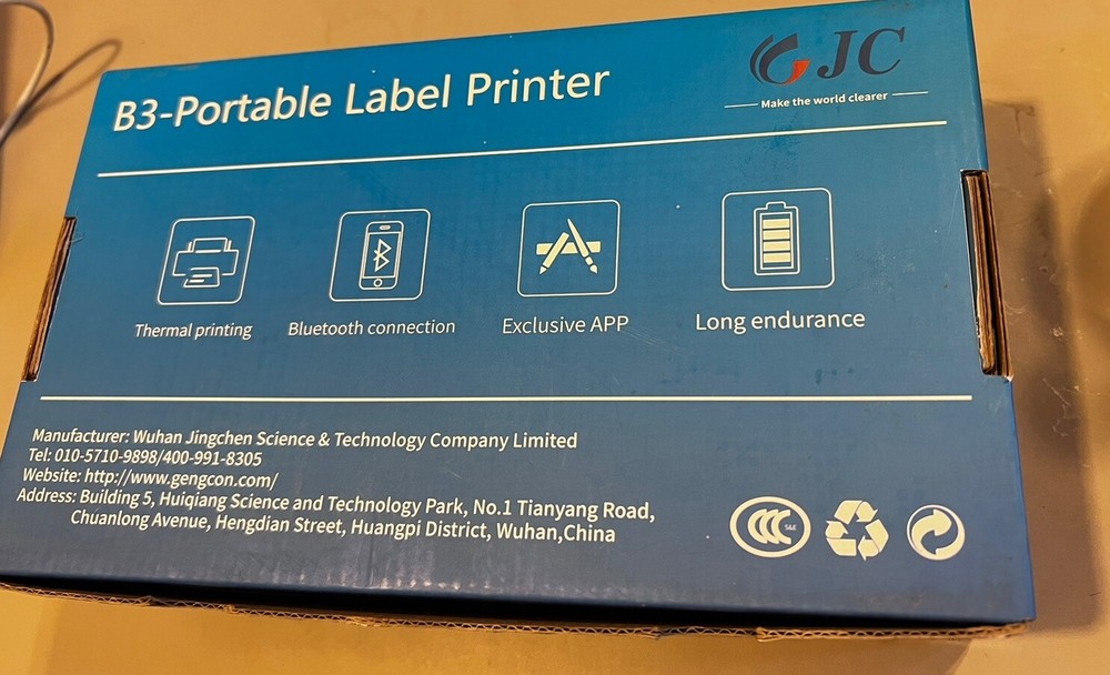 Jingchen Portable Label Printer B3 Bluetooth Thermal