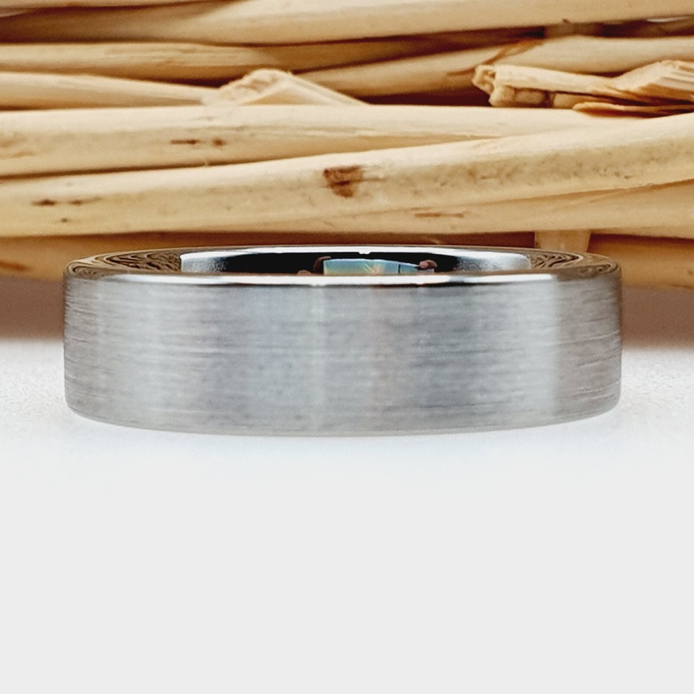 6mm Brushed Domed Statement Band Durable Scratch-Resistant Silver Tungsten Ring