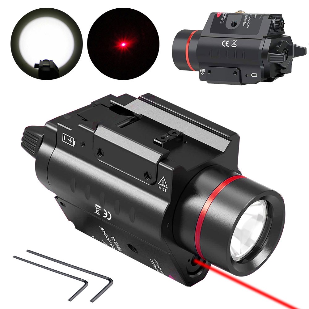 Red Laser Sight LED Light Predator Hunting Flashlight 20mm Picatinny Rail Mount
