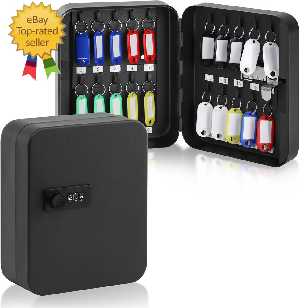 20 Key Storage Lock Box with Code, Key Organizer Wall Mount Combination Lock