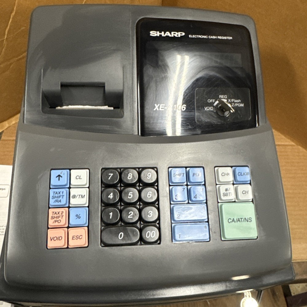Sharp XE-A106 Electronic Cash Register With Operator & Drawer Key TESTED WORKS!