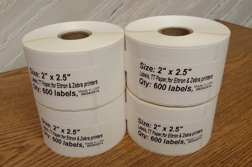 4 rolls of 2" x 2.5" Direct Thermal Labels, 1" core for Desktop Thermal Printers