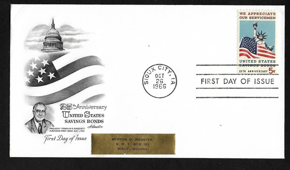 #1320 5c Savings Bonds 25th Anniv. - Artmaster FDC
