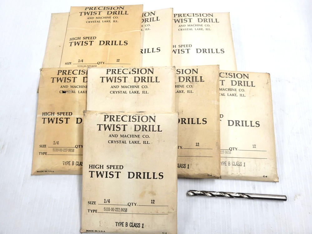 NEW 10 Dozen Precision Twist Drill  and Machine 1/4" HSS Drill bits