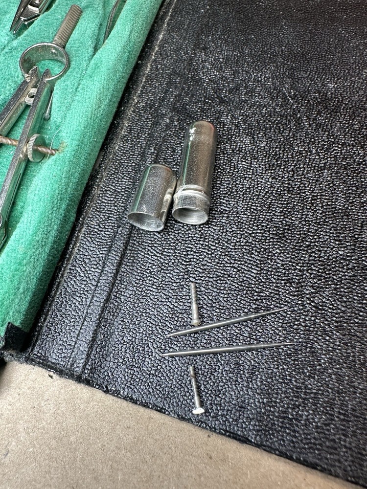 Vintage TOWER Germany Drafting Compass Set w/ Case Engineer Tools Incomplete