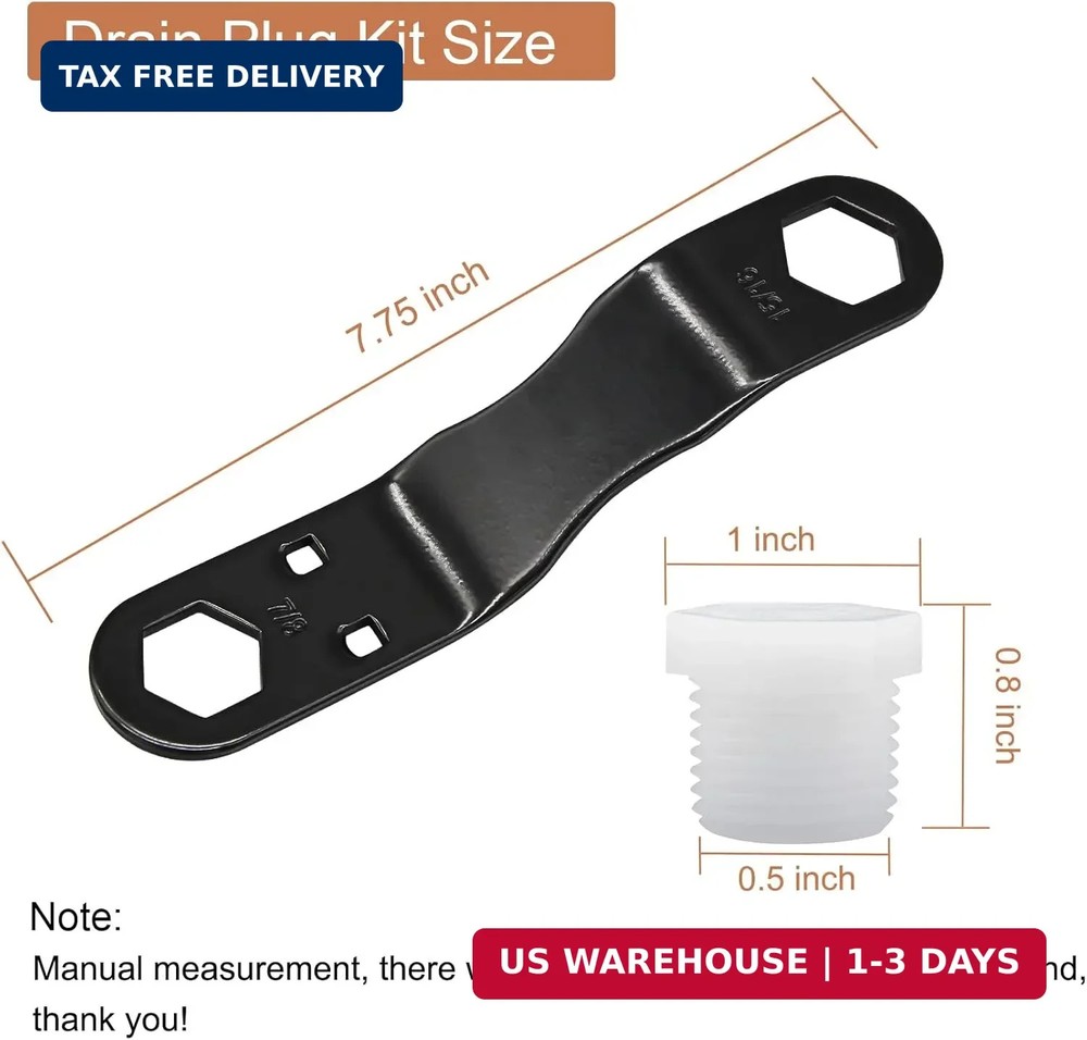 RV Water Heater Drain Plug Kit Include Wrench & 4 Pieces 1/2" NPT RV Heater Wate