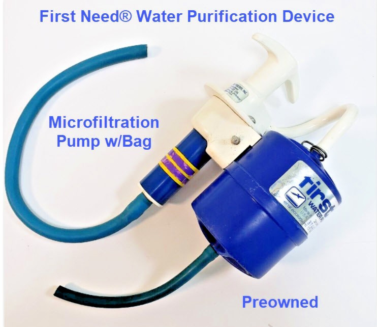 Vintage First Need® Water Purification Device Microfiltration Pump w/Bag