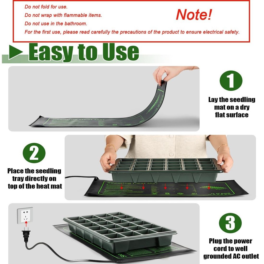 Heating Mats for Plants with Thermostat Controller （ Green ，10×20"-2P-Adjusta...
