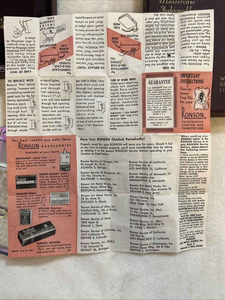 Vintage Ronson Mastercase Cigarette Case Lighter Unfired Unused