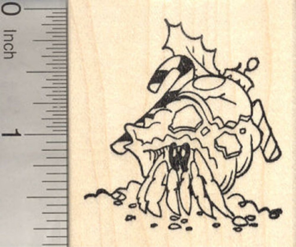 Christmas Hermit Crab Rubber Stamp G19307 WM
