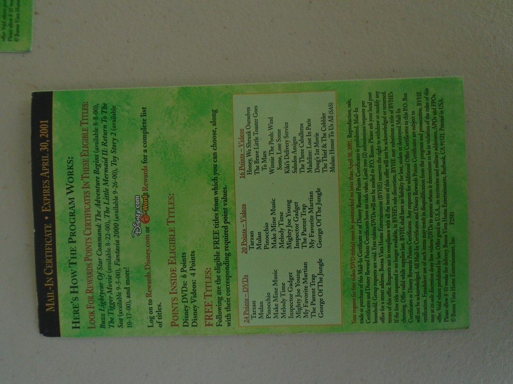 Disney DVD Coupons - set of 3