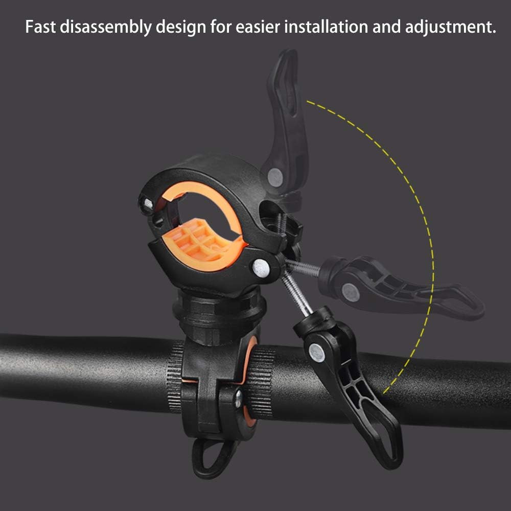 2 Pack Flashlight Mount Holder, Universal Bicycle Led Light Mounting Holder 360°