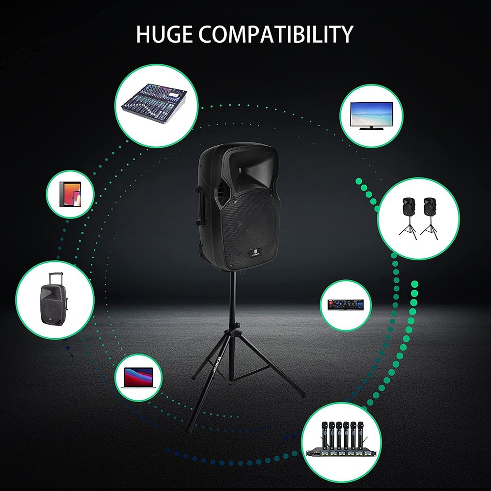 PRORECK Party 12 PA Powered Speaker System 1000W 2-Way Bluetooth DJ System