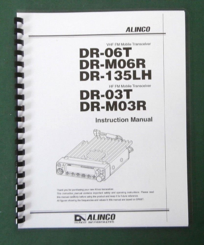 Alinco DR-06T / DR-03T Instruction Manual: Comb bound /Protective Plastic covers
