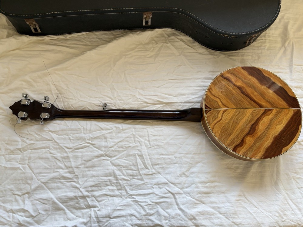 Conqueror 5-String Banjo Closed Back Wood Polished Brown White with Hard Case