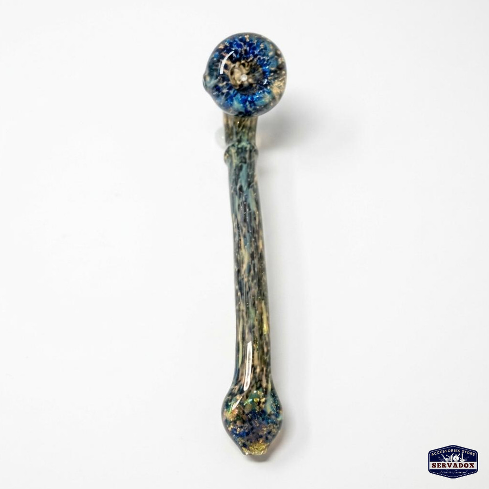 Fumed Sherlock Glass Pipe | Delft Blue | 8.5"