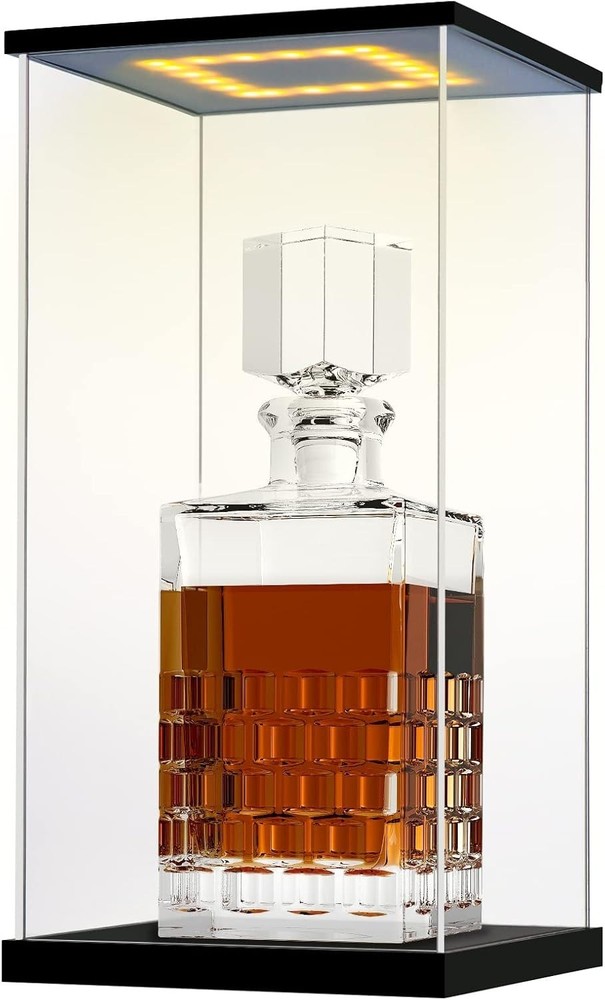 Acrylic Wine Bottle Display Case with LED Light Display Stand Wine Display Ca...