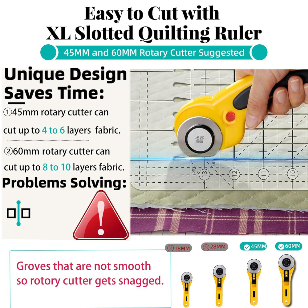 Extra Large Slotted Quilting Ruler 17.75" x 22" - Durable Acrylic Template