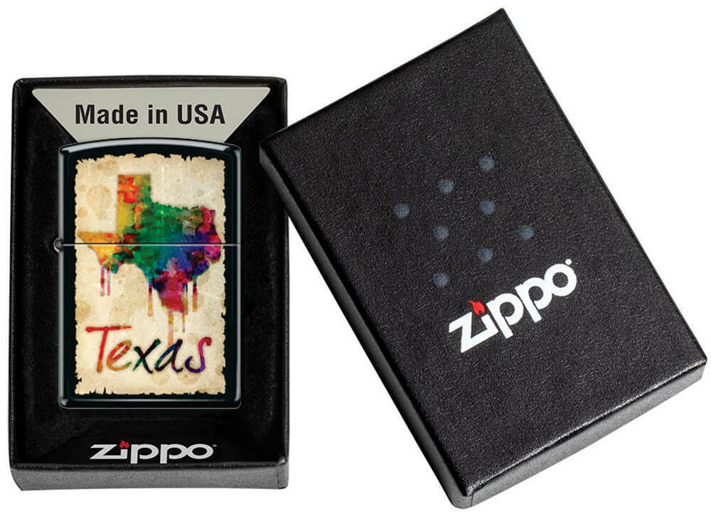 Texas Dripping Colors Black Matte Zippo Lighter