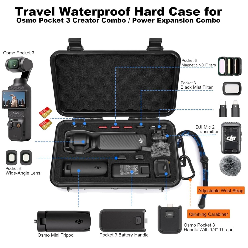 Protective Hard Case for DJI Pocket 3 Combo Accessories