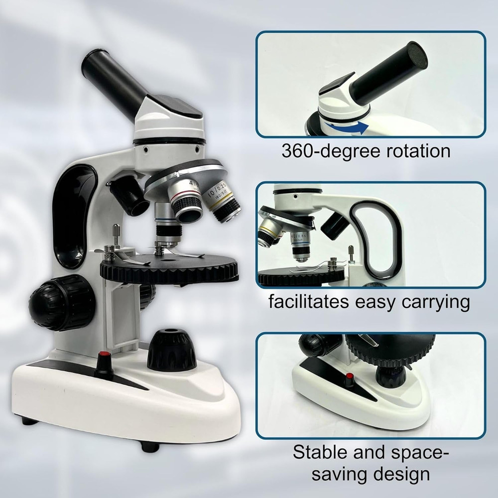 Monocular Compound Microscope for Adults&Study Beginners,- 40X-2000X,Lighting Mi