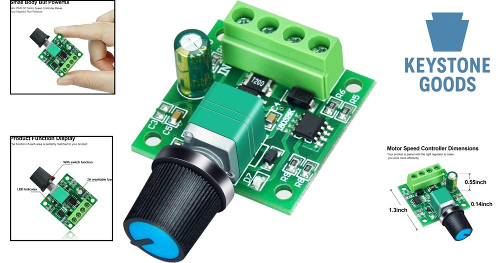 Mini PWM DC Motor Speed Controller 1.8V-12V 2A - Adjustable & Compact