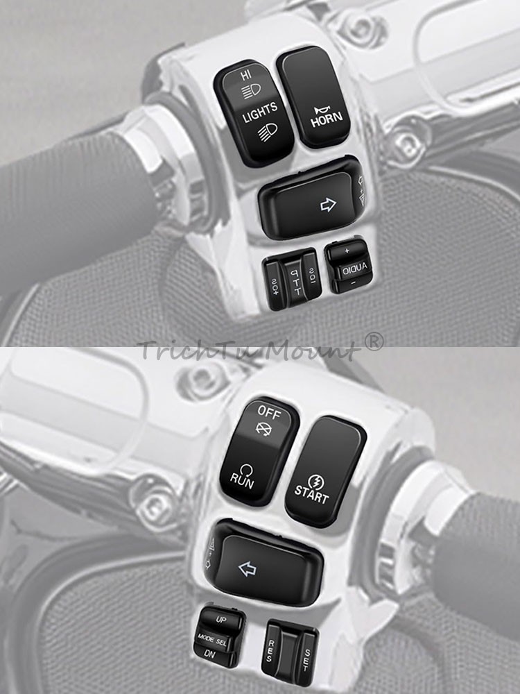 For Harley Road Glide FLTR FLTRU 10PCS Hand Control Switch Button Covers Chrome