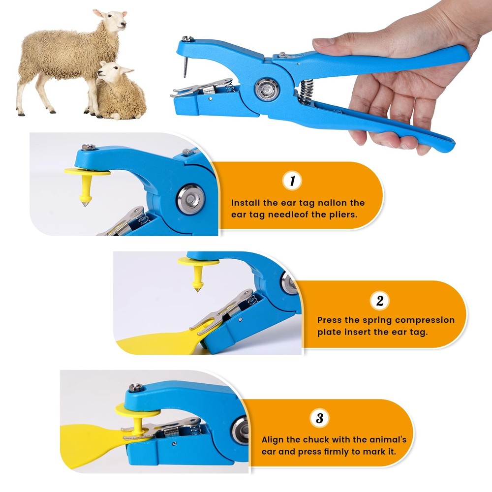 Cattle Ear Tag Applicator Cow Pliers Tagger Universal Blue