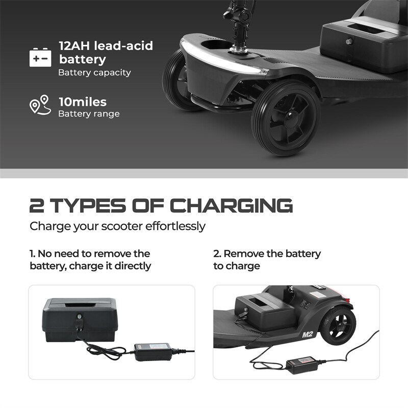 4 Wheels Foldable Mobility Scooter 20 Miles 330bs Capacity 5 MPH w/ LED Light