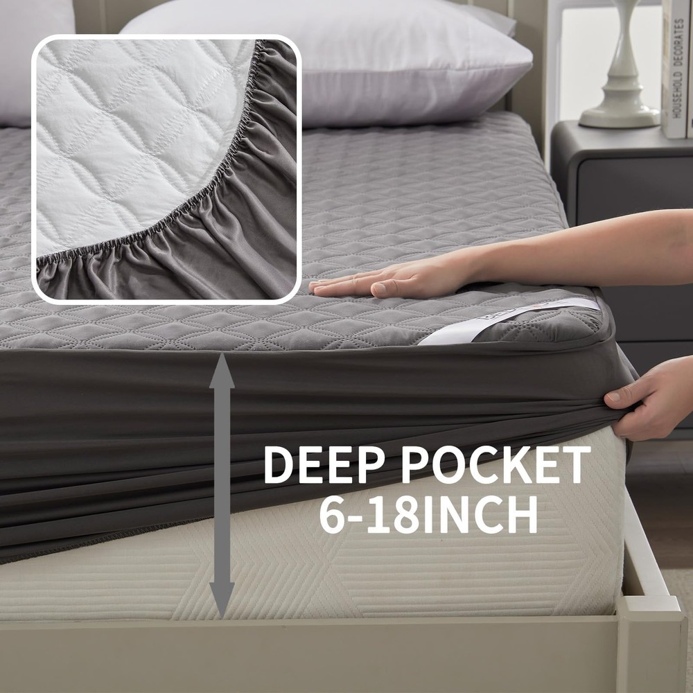 2 Pack Waterproof Mattress Protector, King Size Mattress Pad with Deep Pocket...