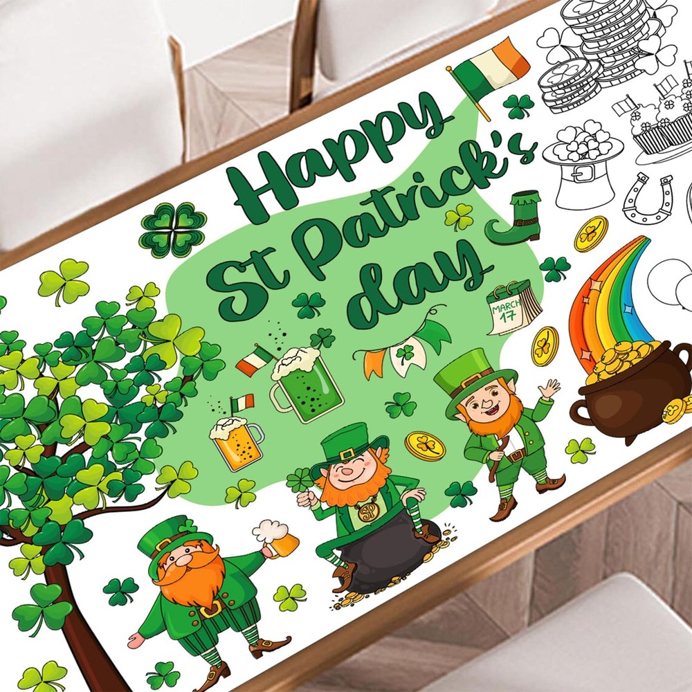JarThenaAMCS St. Patrick’s Day Giant 52" x 31.5" (Rectangular), Black White