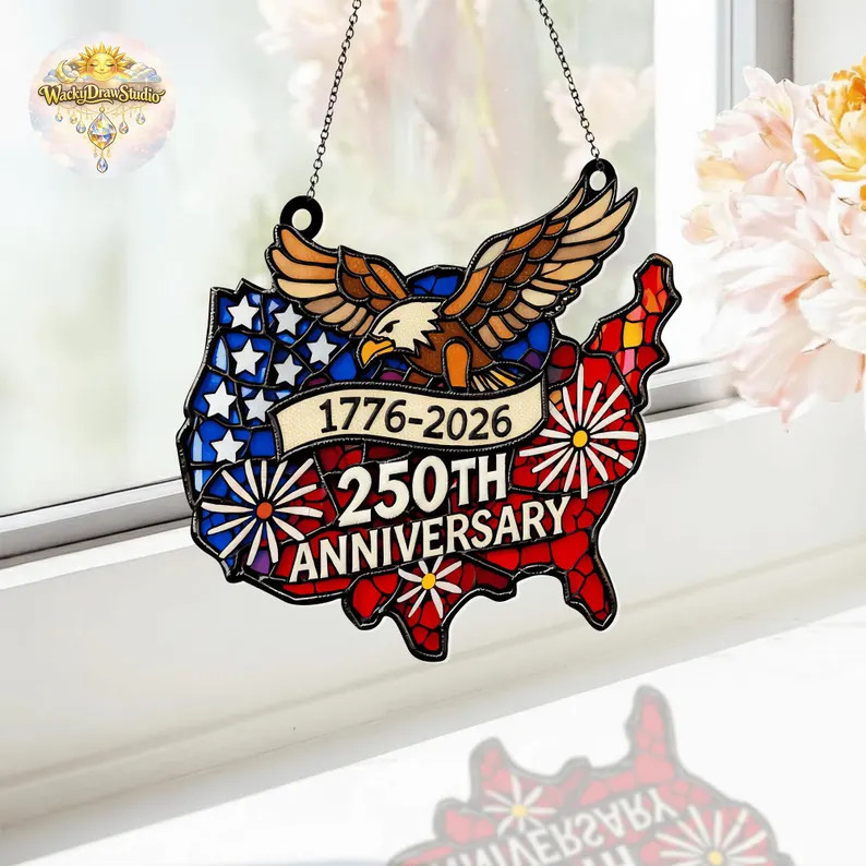 Patriotic Eagle Suncatcher Acrylic USA Window Decor