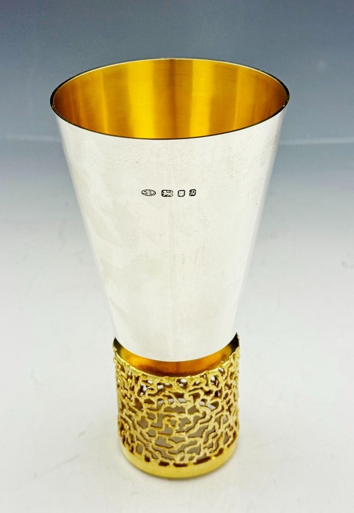 4 Stunning English Stuart Devlin Sterling Silver Goblets 6"
