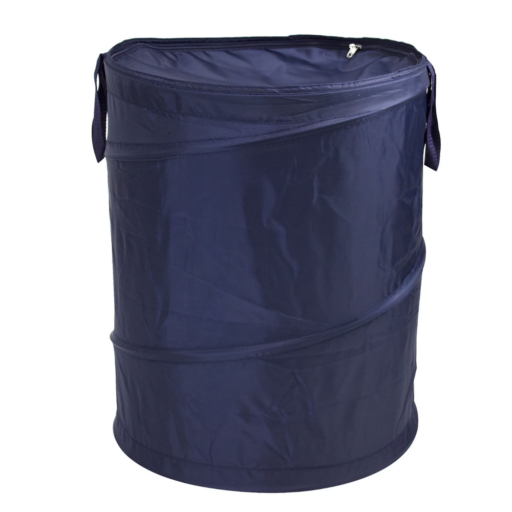 Pop-Up Laundry Hamper – Zipper Lid, 2-Load Capacity, Navy
