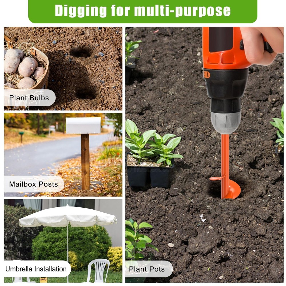2Pack Auger Drill Bit for Post Hole Digger, Spiral Garden Earth Auger Bulb Dr...