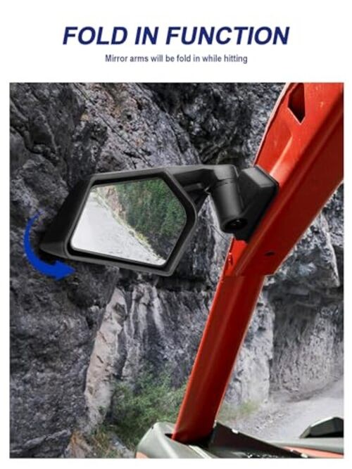 X3 Side Mirrors, Adjustable Folding Maverick X3 Side Mirrors Compatible with