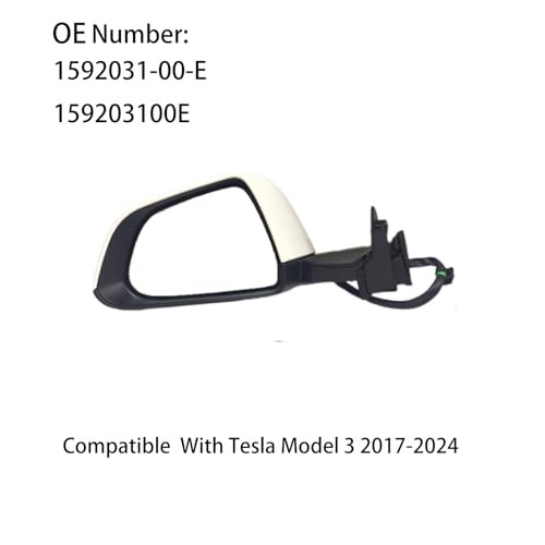 Tesla Model 3 Driver Side View Mirror Assembly Compatible with White With Left